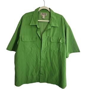 Duluth Trading Co. Shirt Green Short Sleeve Coolmax Vented Shirt Men 2XL Button